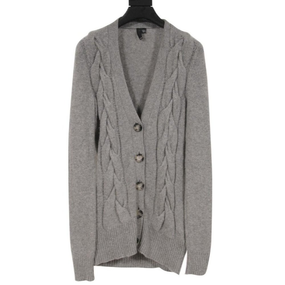 Christopher Fischer Womens Button Down Cardigan XS Gray 100% Cashmere Sweater